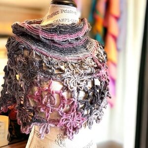 Great for Festival crochet shrug. Fantastic for spring. Gorgeous colors 💜🩶🖤🩷